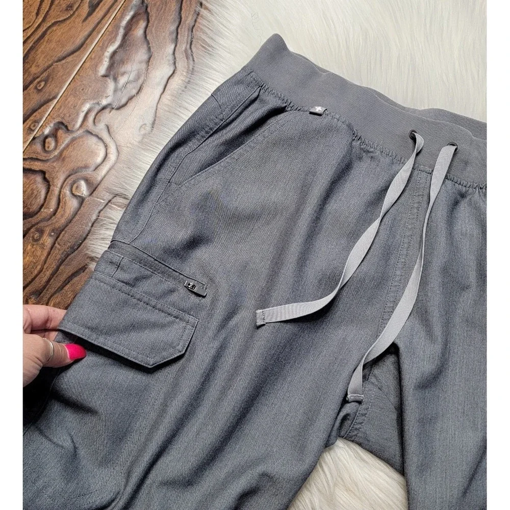 FIGS Kade Cargo Drawstring Gray Straight Leg Scrub Pants Women's Size Medium